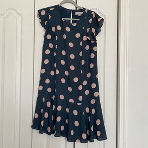 LOFT Polka Dot Dress - Drop Waist - Fully Lined - Size S